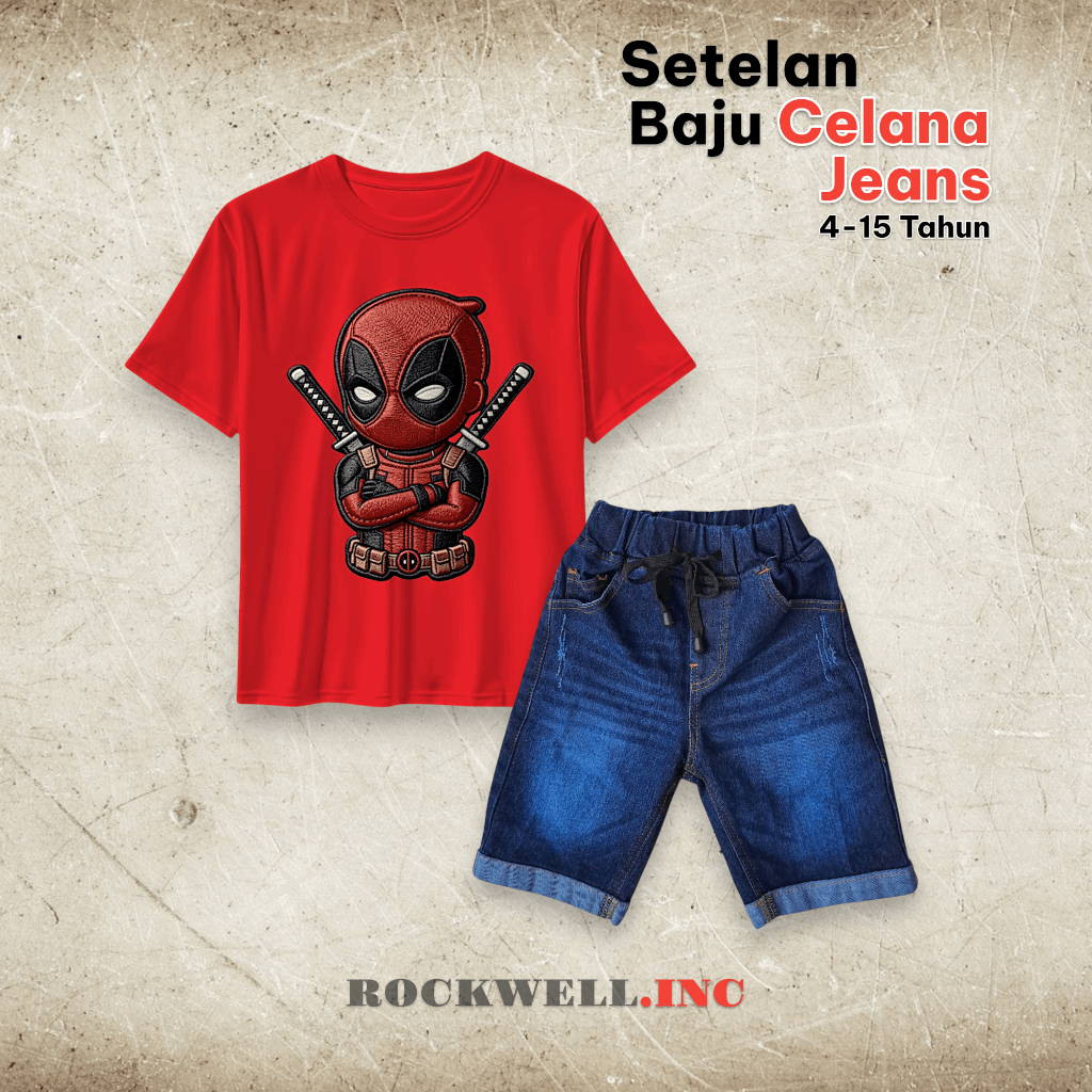 Distro T-Shirt Set for Boys Shirt + 1 Jeans for old 4-15 Years