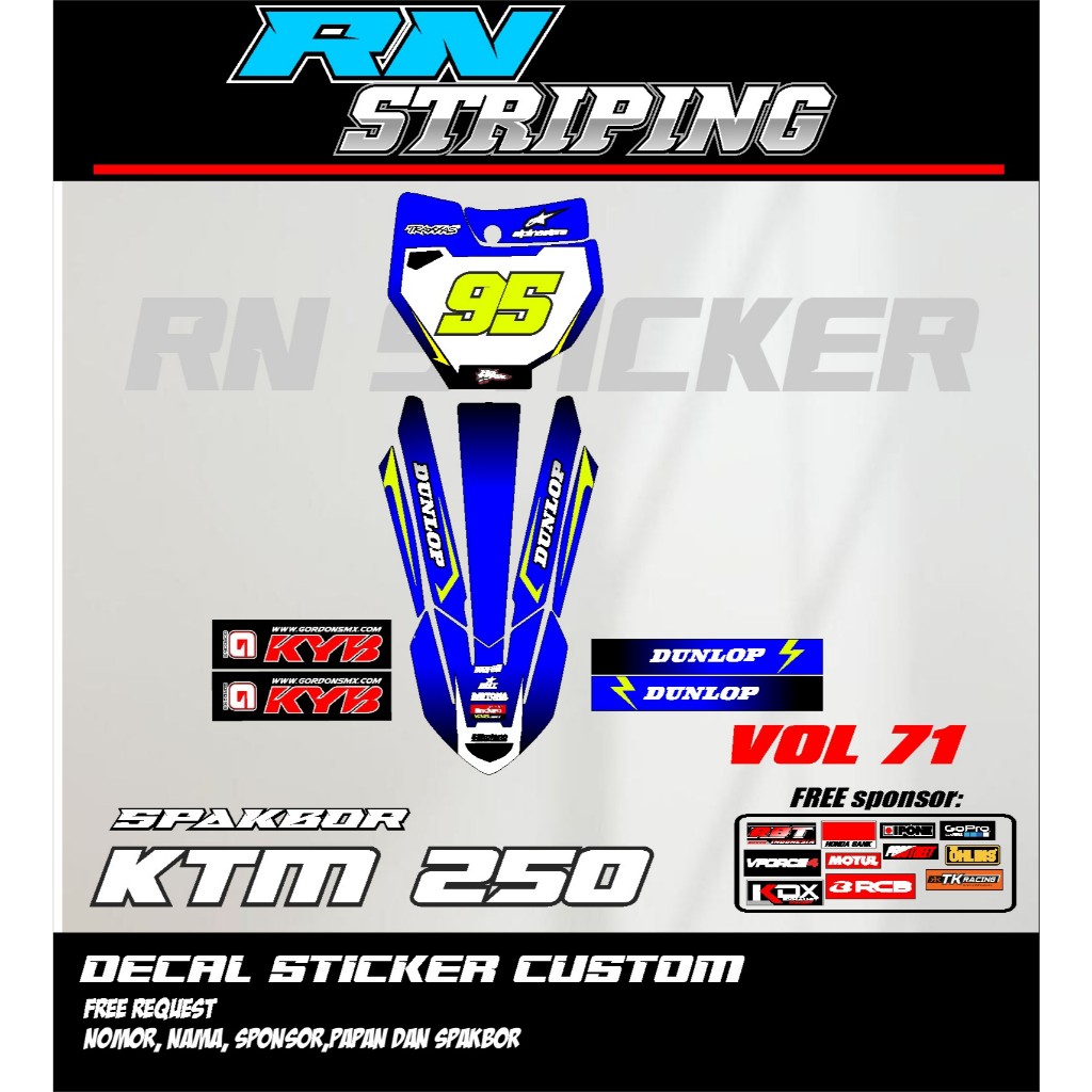 ใหม่ล่าสุดสติ๊กเกอร์บังโคลนด้านหน้า KTM 250 ใหม่ล่าสุด KX KLX 150 KLX BF KLX GORDON DTRACKER KX YZ K