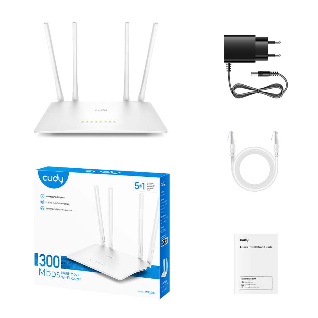 CUDY WR300S 300 Mbps เราเตอร์ Wi-Fi หลายโหมด WR300S