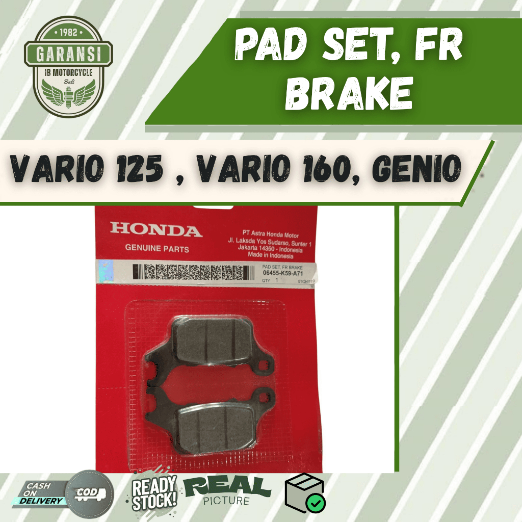 ผ้าเบรคหน้า Dispad Honda Genio, Vario 125 K60R, Vario 125 K2V, Vario 150 K59J, Vario 160 cbs K59