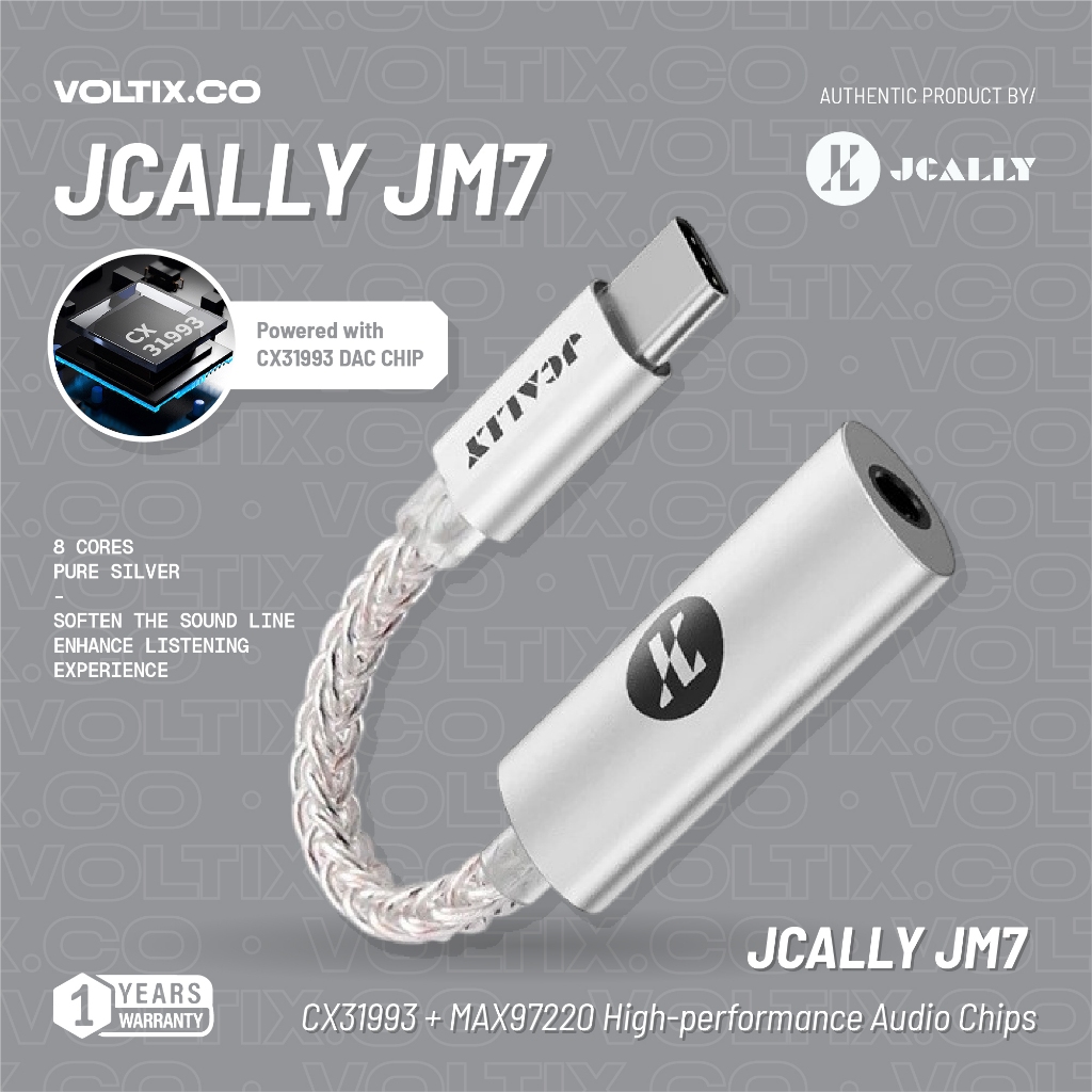 JCALLY JM7 HiRes Dongle DAC อะแดปเตอร์เสียง CX3193 USB Type C ถึง 3.5 มม.