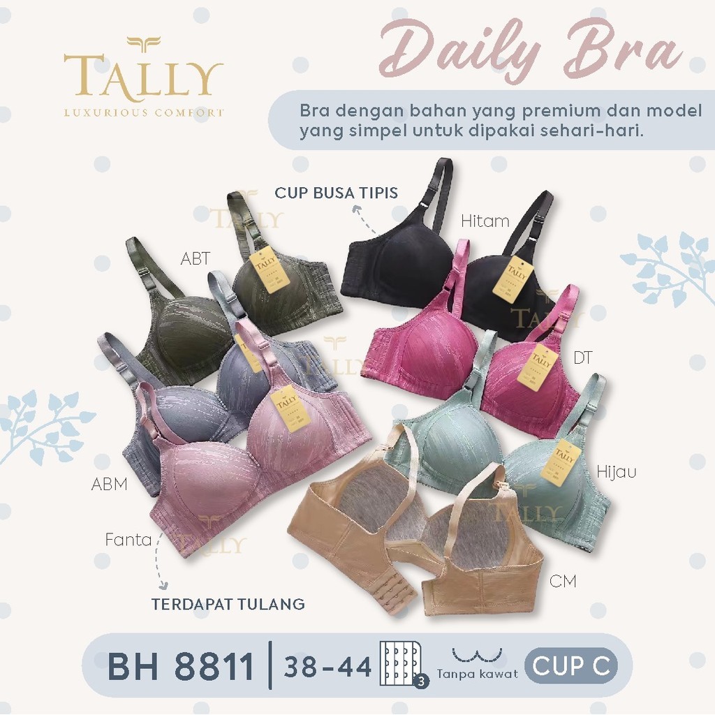 SALLY BRA BH 8811 I SIZE 36 - 42 I WIRELESS I THIN FOAM CUP CI HOOK 3