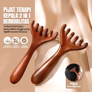 Sisir Tanduk Cendana 6 Cakar Kepala Sisir Meridian Kulit Kepala Sisir Motif Kayu Kesehatan Kepala