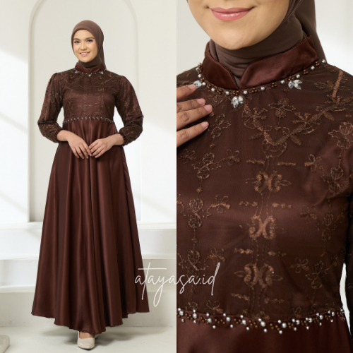 BRINA DRESS MAXI PARTY DRESS BRIDERSMAID TOP GAMIS สําหรับผู้หญิง TEENS SATIN SILK PREMIUM VIRAL