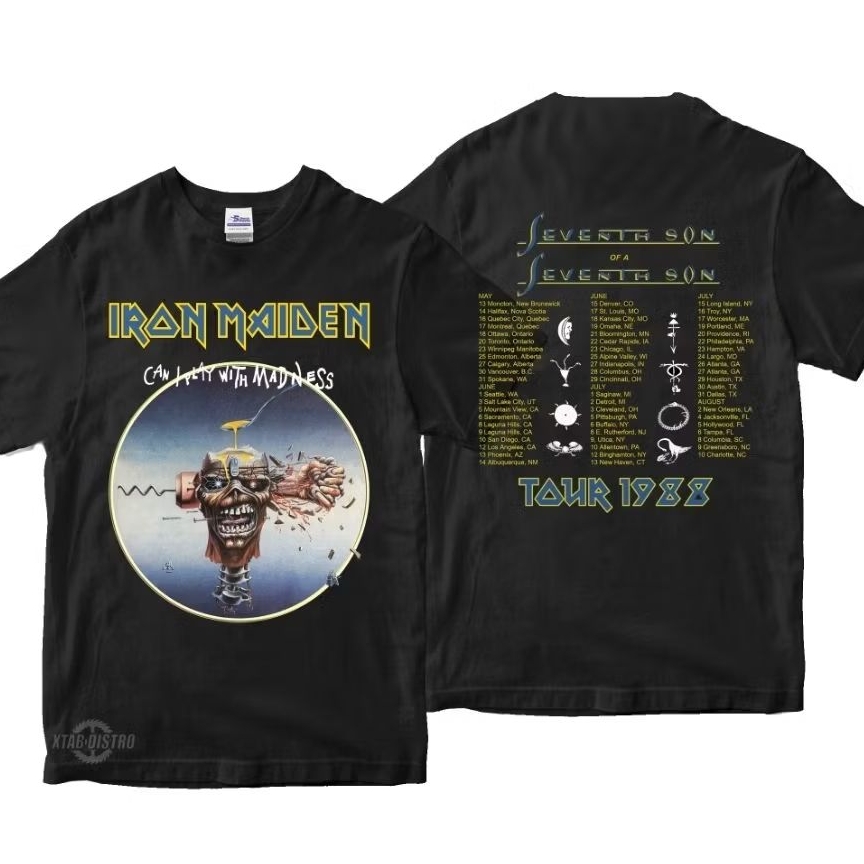 SEVENTH SON TOUR 1988 เสื้อยืดวงโลหะหนัก rock pop โลหะในตัว plastisol xtab distro เสื้อยืดวงโลหะหนัก