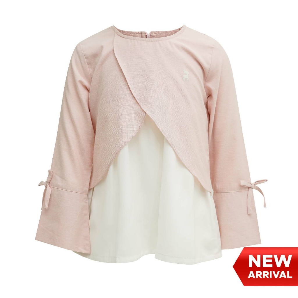 เสื้อแขนยาวสีชมพูเด็กผู้หญิง Cressida - 1FB115N