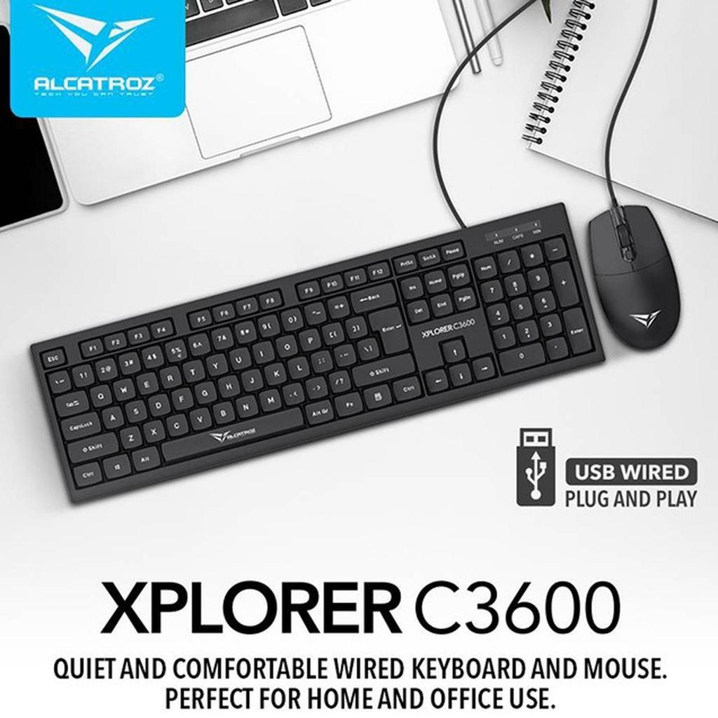 Alcatroz Xplorer C3600 คีย์บอร์ดแบบมีสาย USB + เมาส์ รับประกัน 1 ปี