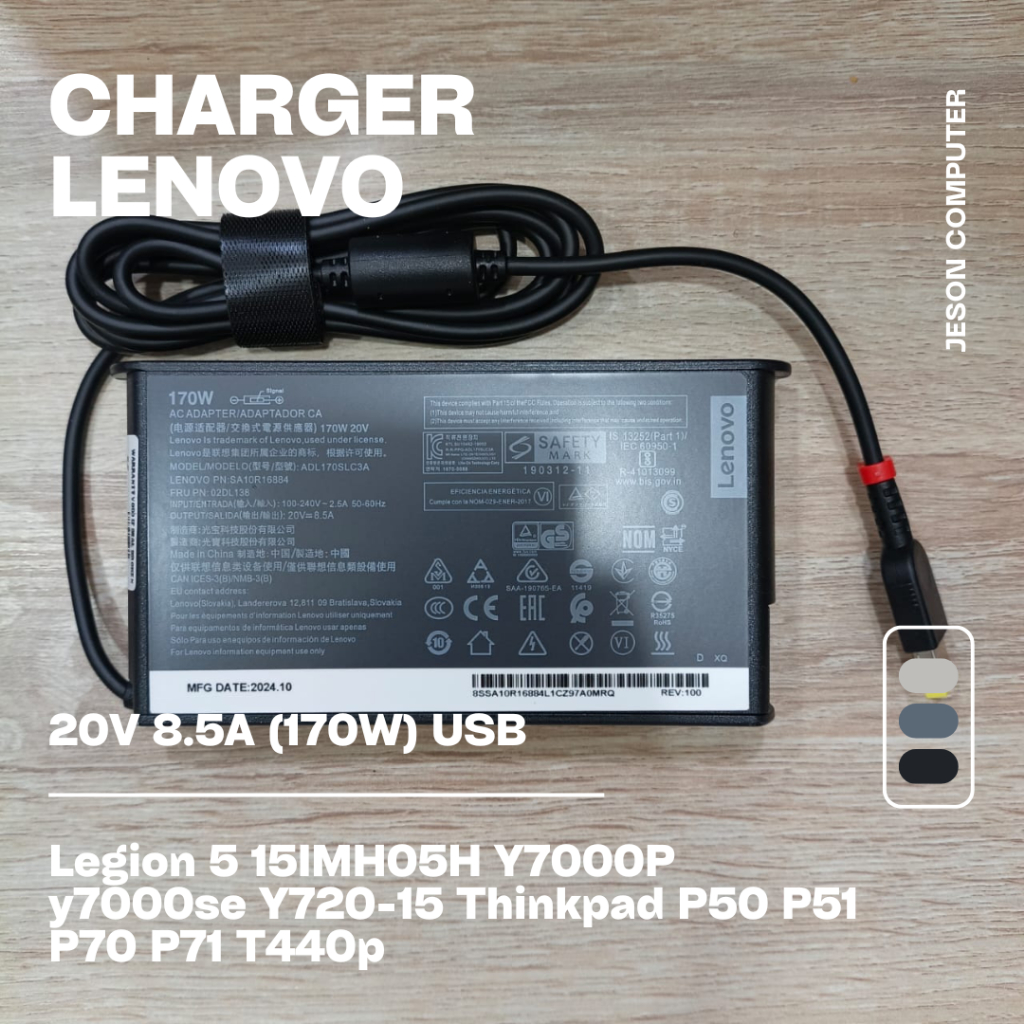 Lenovo Legion 5 15IMH05H Y7000P y7000se Y720-15 Thinkpad P50 P51 P70 P71 T440p 20V 8.5A (170W) USB S