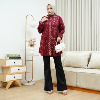 ATASAN BAHAN RAYON MOTIF MEGA MENDUNG - BLOUSE TUNIK RAYON