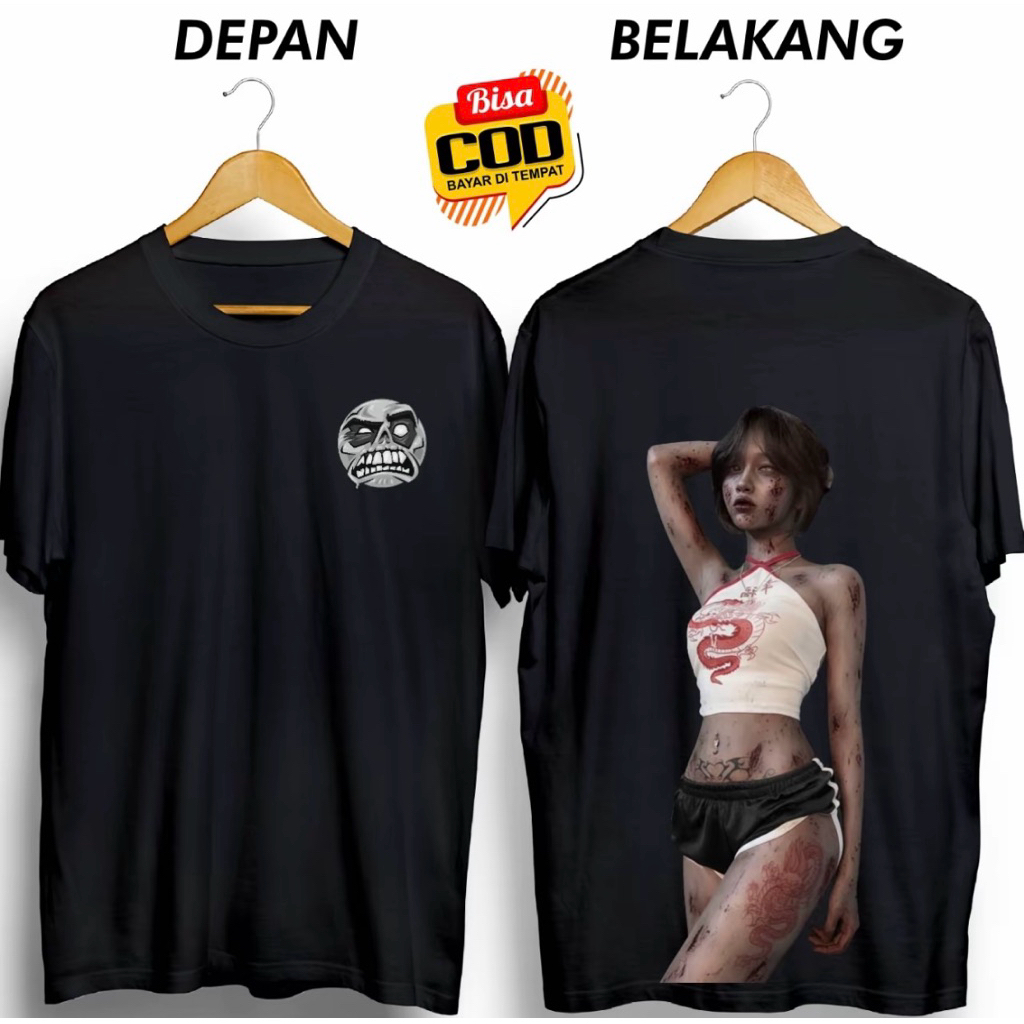 เสื้อยืด DISTRO สําหรับผู้ชาย GHOST, GIRL, SNAKE TATTOO