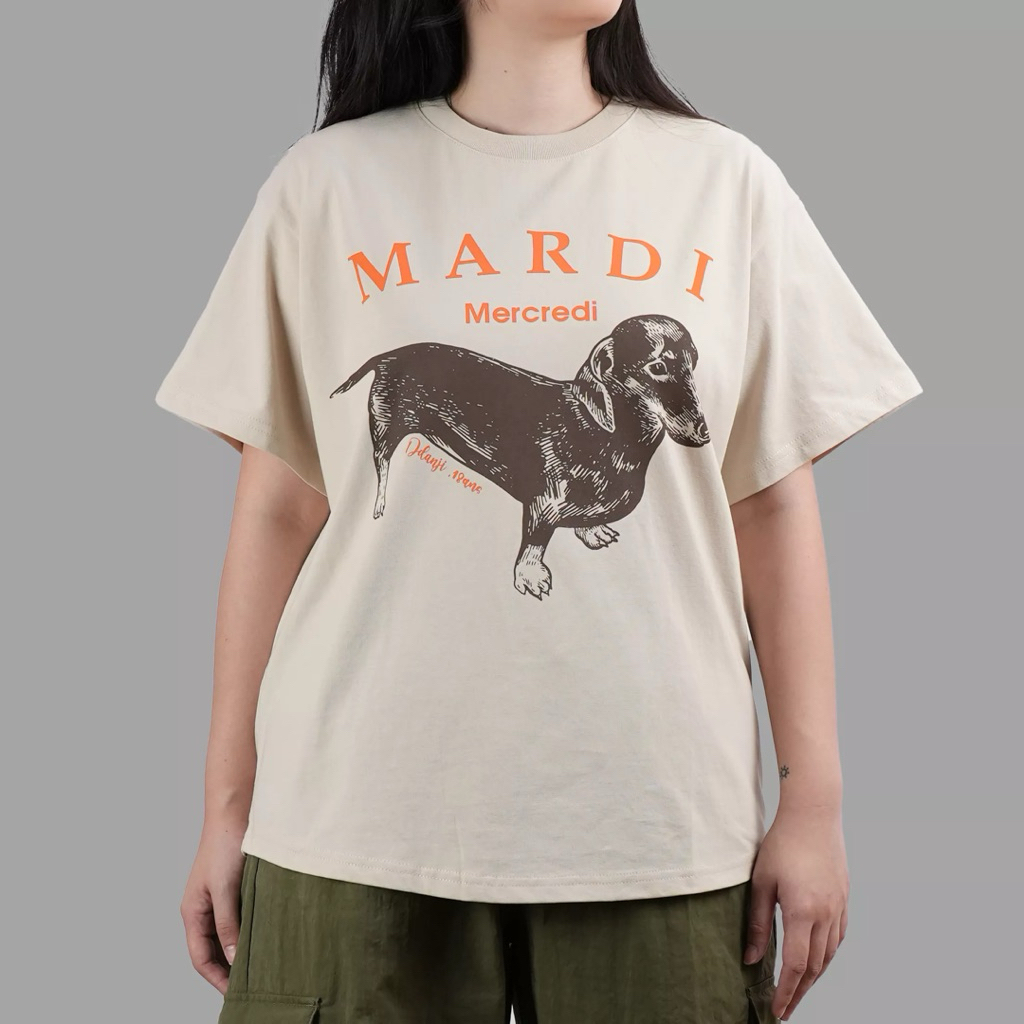 MARDI MERCREDI Ddanji เสื้อยืดสีเบจอ่อน / เสื้อยืด Mardi Mercredi
