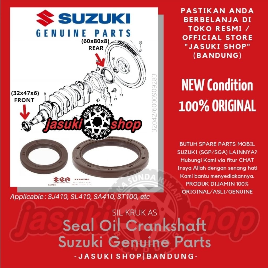เพลาข้อเหวี่ยงซีลน้ํามันเพลาข้อเหวี่ยง Suzuki Jimny Katana Karimun Kotak Forsa Carry 1.0 Sierra SJ410 ST100 ของแท้ SGP