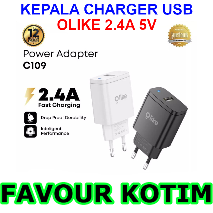 OLIKE ORIGINAL 5V 5 VOLT 2.4A 2.4 A สีขาว FVKOTIM CHARGER HEAD