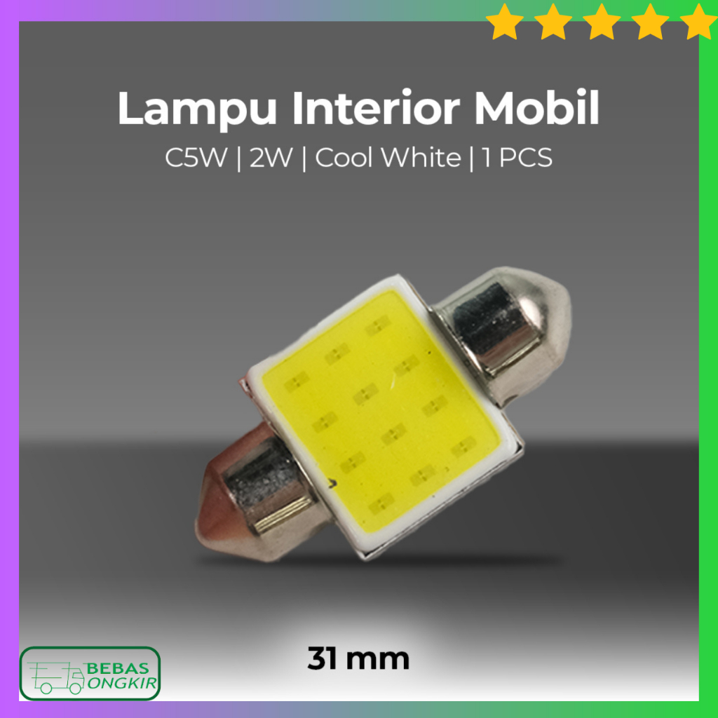 ไฟภายในรถไฟเพดาน Cabin Dashboard LED แผ่นโดมไฟ C5W 2W 31 มม.สีขาวเย็น BA9S