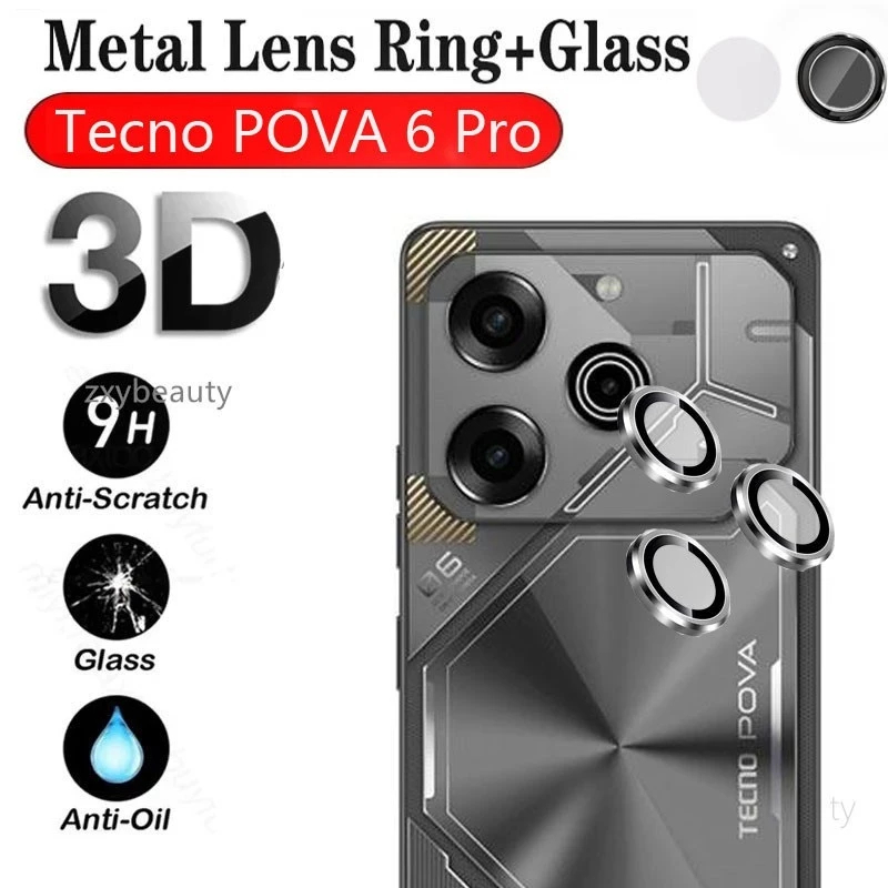 [แพ็คเกจ COMPLETE] วงแหวนป้องกัน Pova 6 / Pova6 PRO | กล้องวงแหวน Pova 6 Pro | แหวนกระจกนิรภัย Tecno