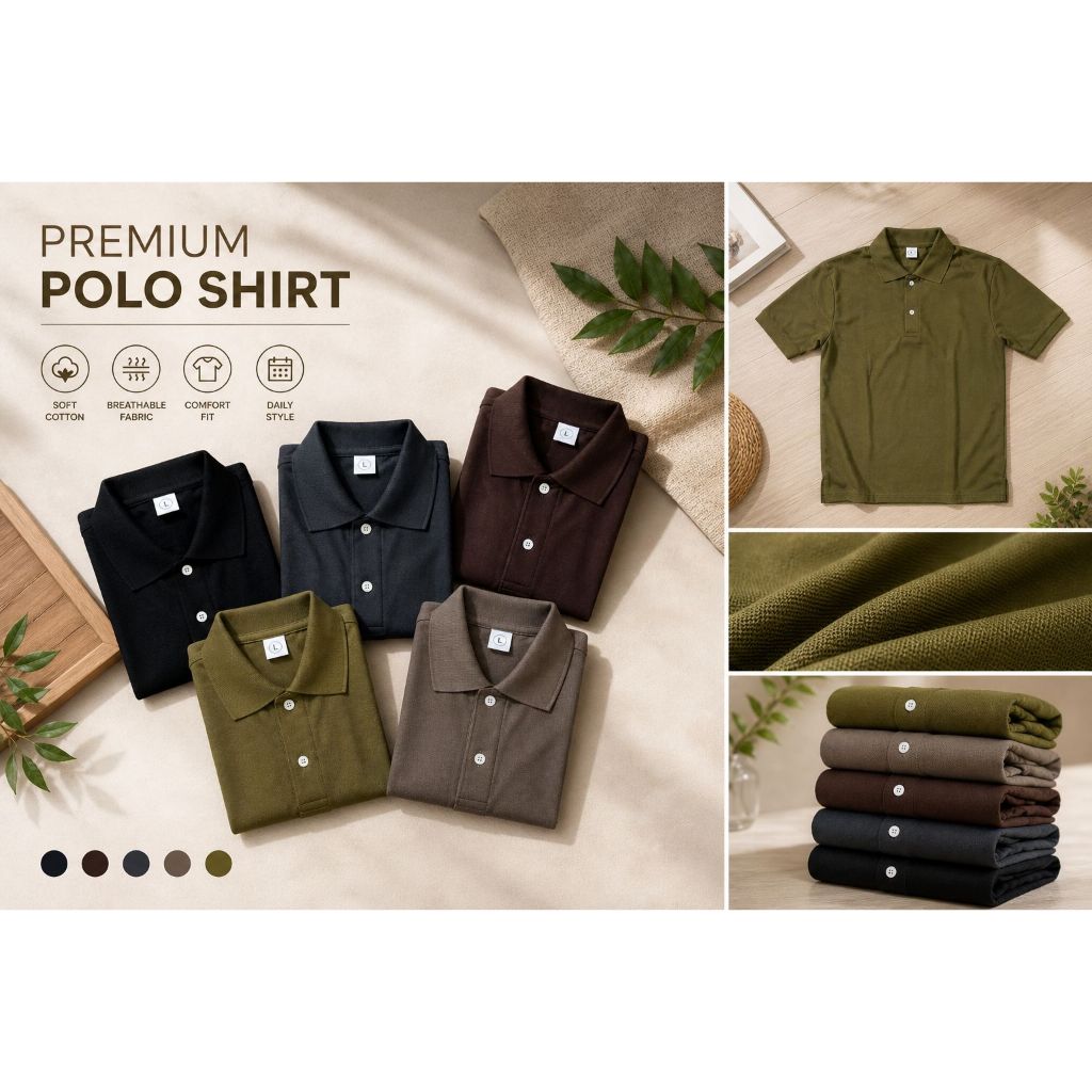 เสื้อโปโล SHORT-SLEEVED พรีเมี่ยมสําหรับผู้ชายและผู้หญิง