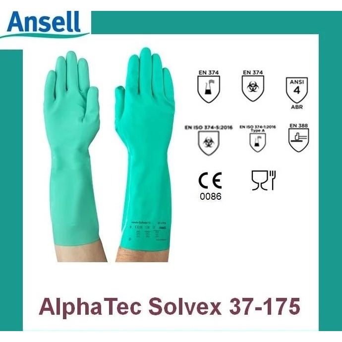 ถุงมือ Ansell AlphaTec Solvex 37-175 - การป้องกันสารเคมี