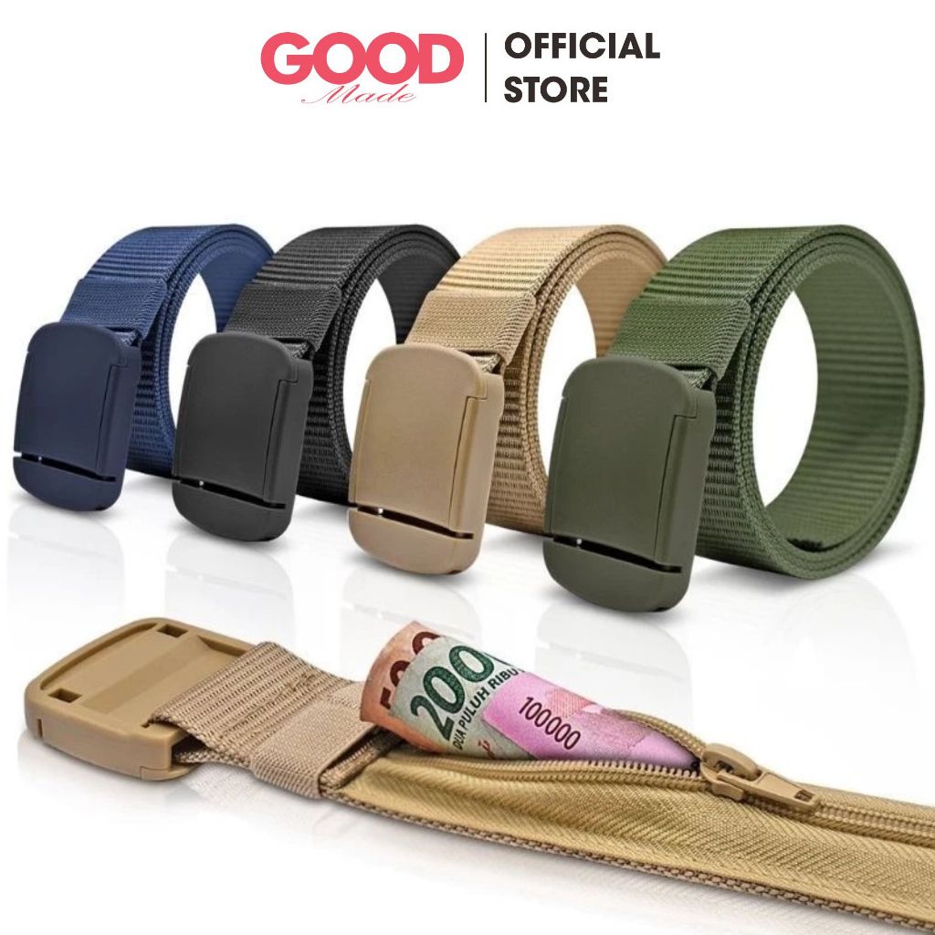 GOOD MADE - เข็มขัดผู้ชาย TACTICAL MILITARY BELT WITH ZIPPER / TACTICAL CANVAS BELT