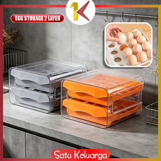SK-C410 Tempat Telur 2 Tingkat Egg Storage Box Organizer / Rak Telur 2 Susun Kotak Telur / Box Penyimpanan Telor Rak Serbaguna