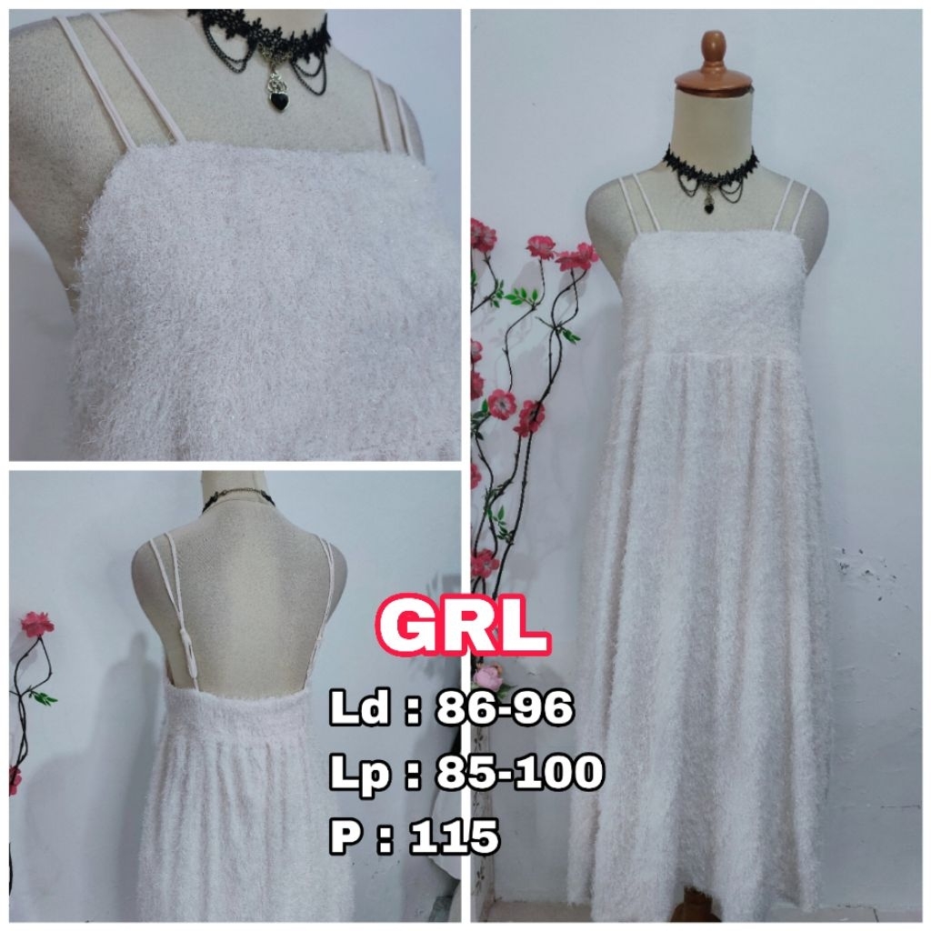 506C เดรสสายเดียวขนเฟอร์ fuzzy GRL