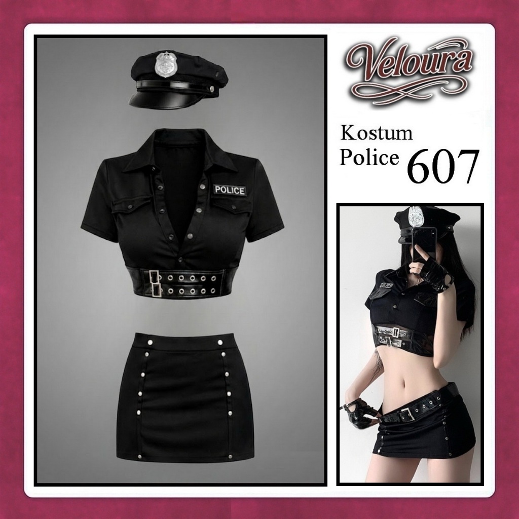 Veloura ชุดชั้นในเซ็กซี่ - ชุดคอสเพลย์ชุดราตรี - Black Policewomen 607