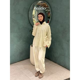 HAICLO Neva Stripe Shirt | Kemeja Garis-Garis Wanita | Atasan Salur Premium | Atasan Lengan Panjang | Oversized Shirt