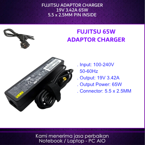 FUJITSU 19v 3.42a 5.5x2.5 มม.65W E544 E554 E546 E556 E547 E557 E548 E558 E549 E733 E743 E734 E774 E7