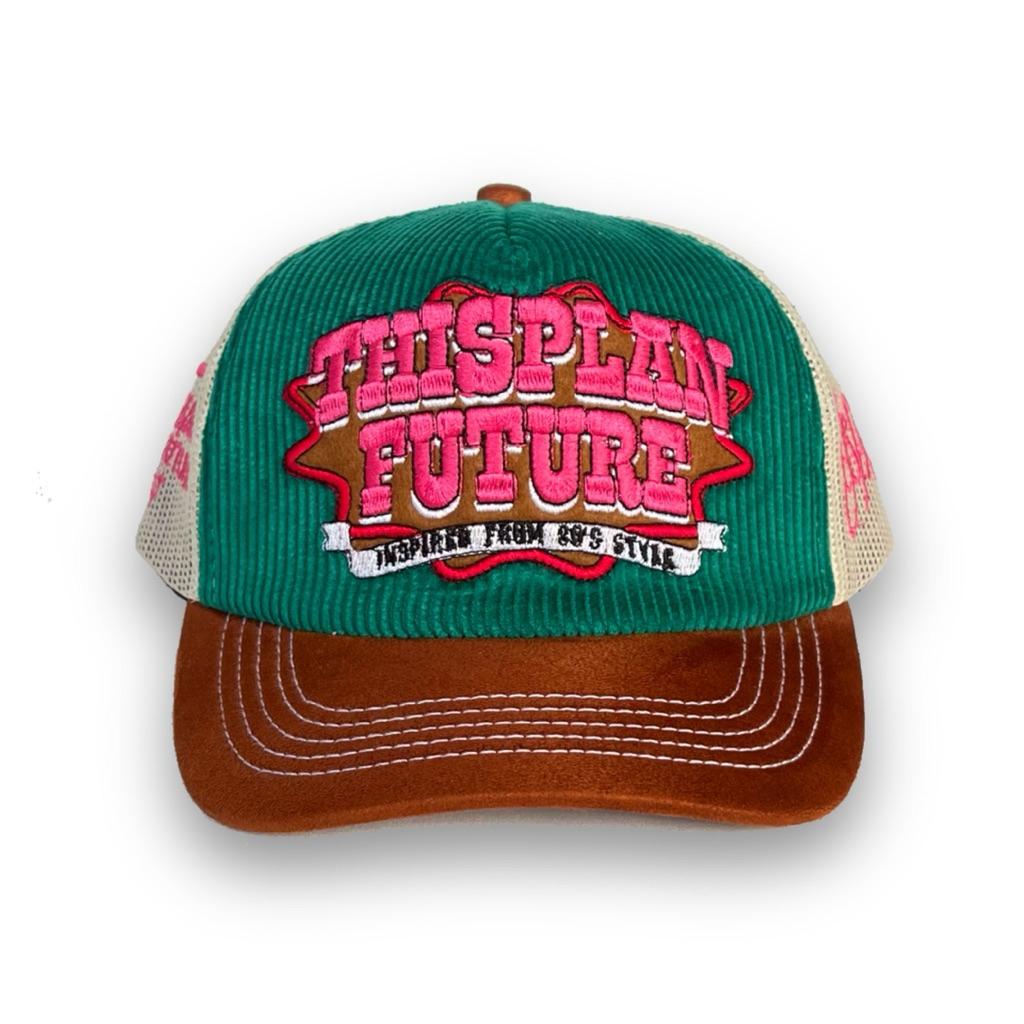 หมวก Corduroy Mesh trucker Green Brown Festival Thisplan