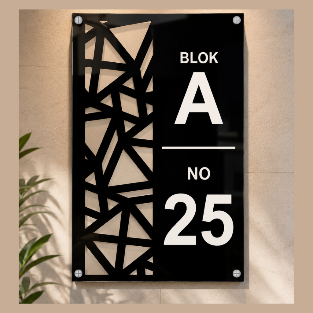 Minimalist Aesthetic House Number Address Board บล็อกที่กําหนดเองและบ้านหมายเลขป้ายหมายเลข UV พิมพ์ท