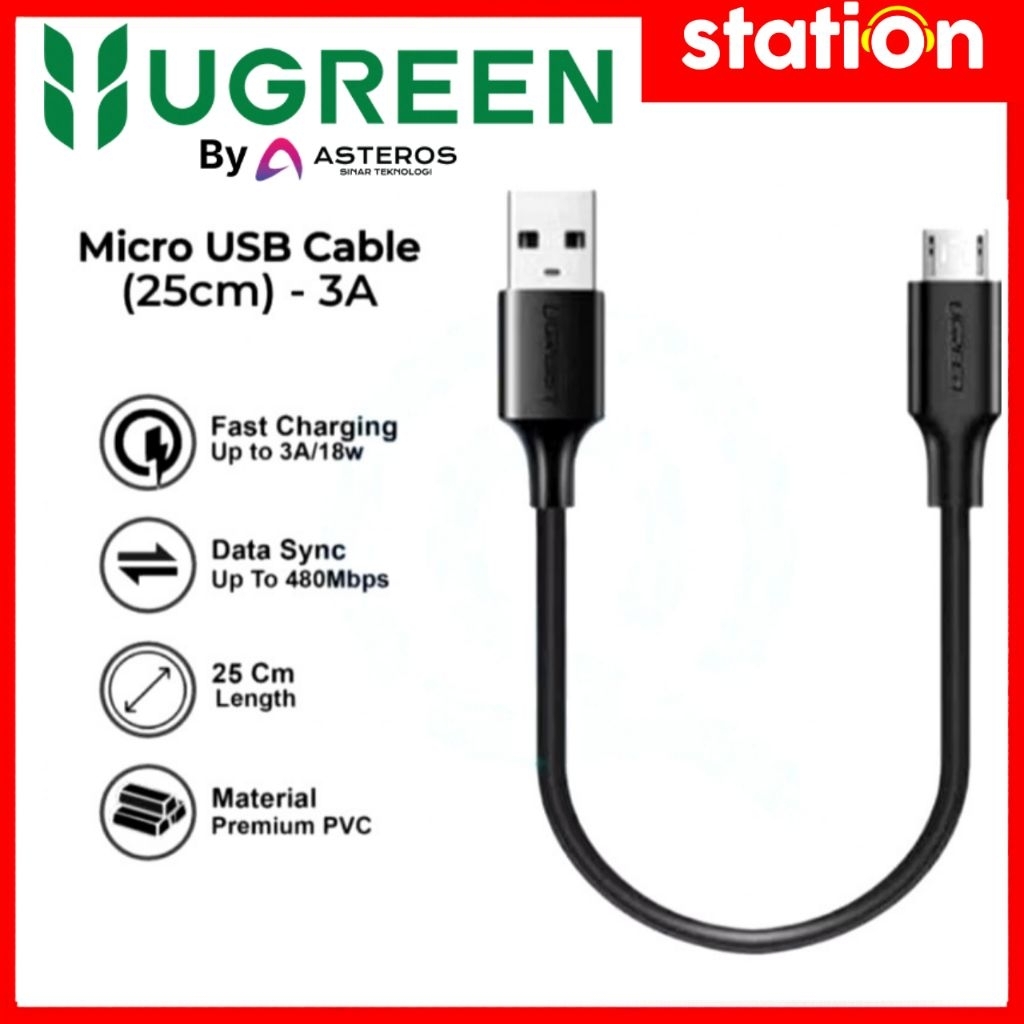 Ugreen สายชาร์จข้อมูล micro USB 25 ซม. 60134 ชาร์จเร็ว