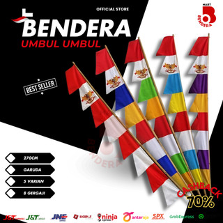 Bendera Umbul Umbul Garuda 3 Meter | 8 Mata Gergaji | Warna Lengkap