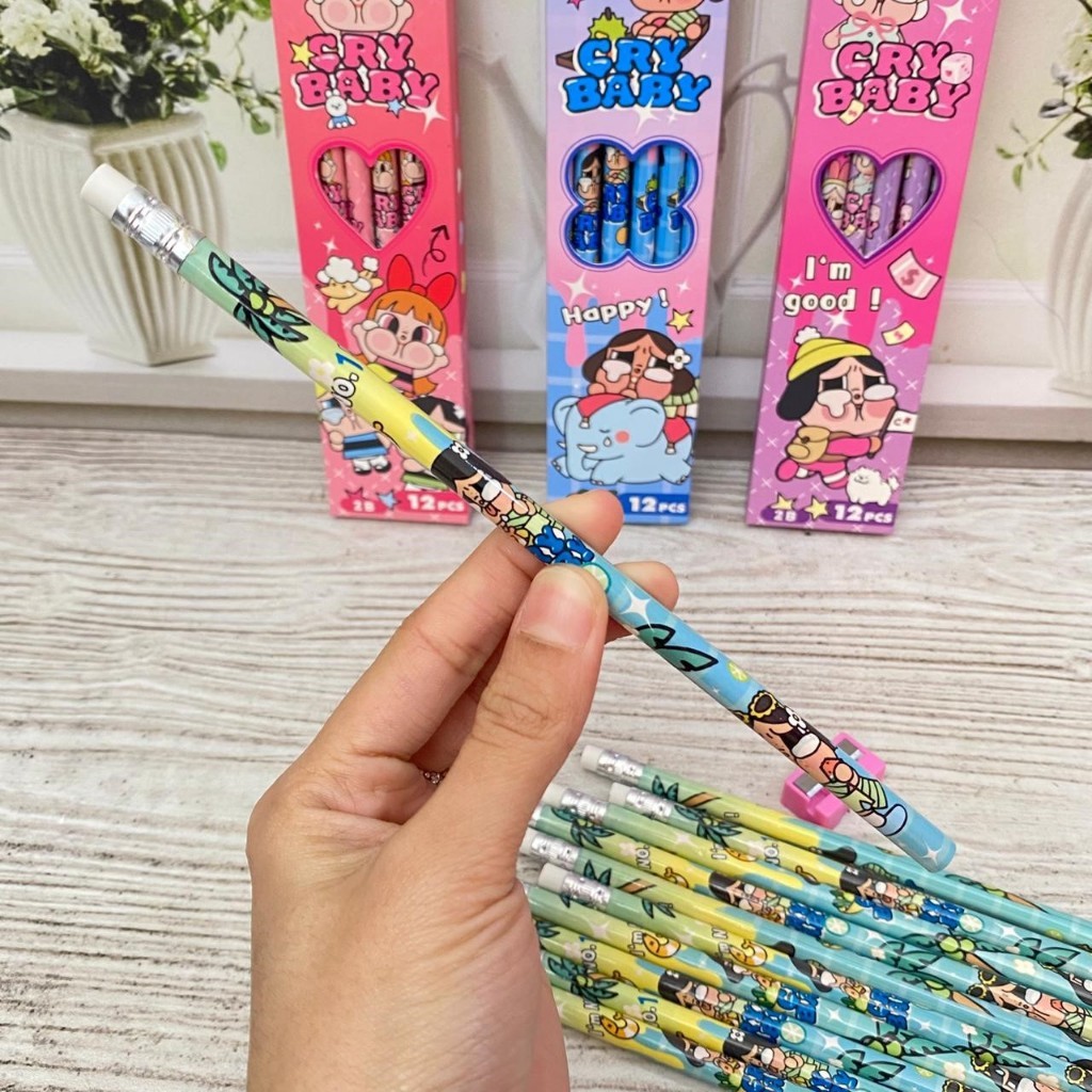 1 DOZEN 2B CHARACTER POWER PUFF GIRL CRYBABY POP MART PENCIL EXAM WHOLESALE ATK FANCY