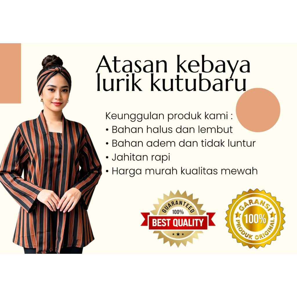 JAVANESE TRADITIONAL LURIK KEBAYA TOP KUTUBARU แขนยาวสําหรับผู้หญิงผู้ใหญ่ | JAVANESE TRADITIONAL CL