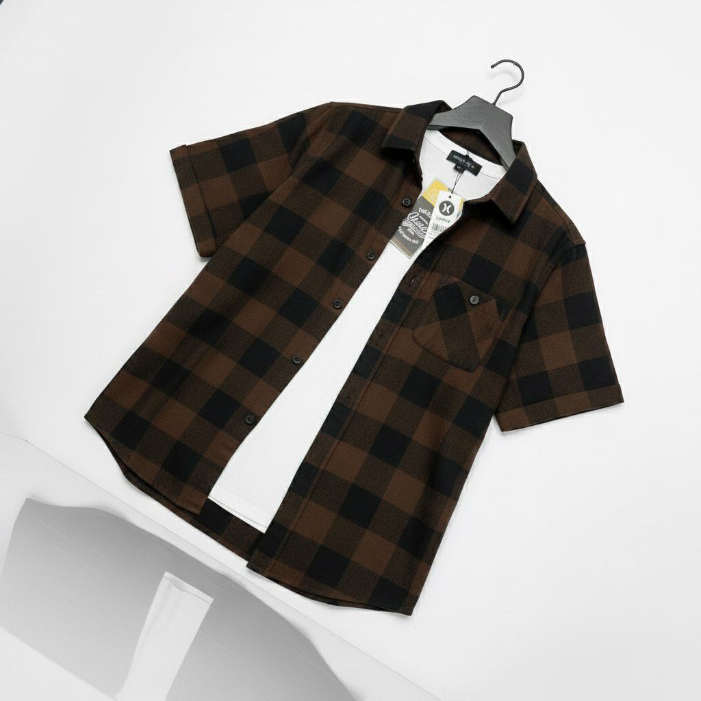 KEMEJA เสื้อเชิ้ตแขนสั้น ผ้าสักหลาด ใส่สบาย