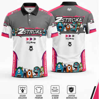 Kaos Jersey 2 Stroke Custom Kerah Polo Kancing  V Neck Baju Kaos Racing Two Stroke  VW017