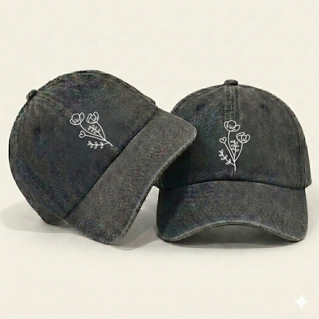 Distro Washed Caps BUNGA Casual Sport Baseball Caps for Men and Women - Denim Motif Baseball Caps WA