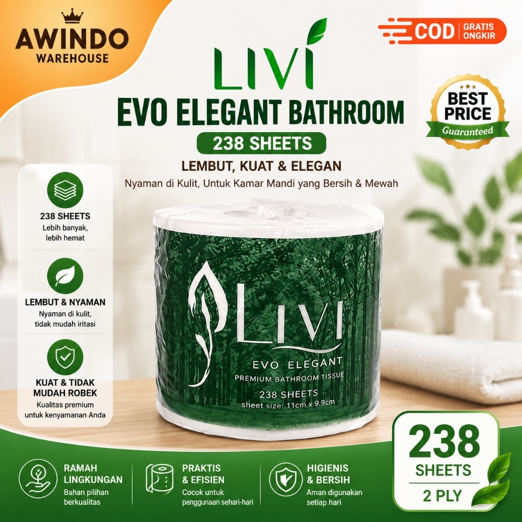 AWINDO LIVI ECO ELEGANT 238S กระดาษชําระ - Livi 238 กระดาษชําระในห้องน้ํา 2 ชั้น