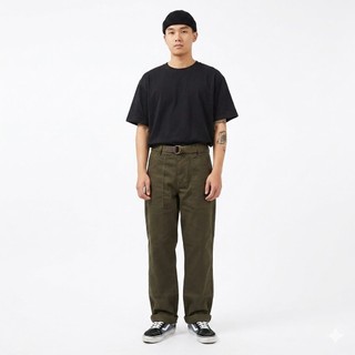 YS Fatigue Pants Hijau Army  Katun Twill Reguler fit
