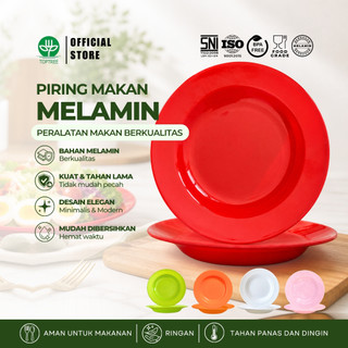 TOPTREE Piring Makan Melamin 9 Inch Polos Tersedia 5 Warna