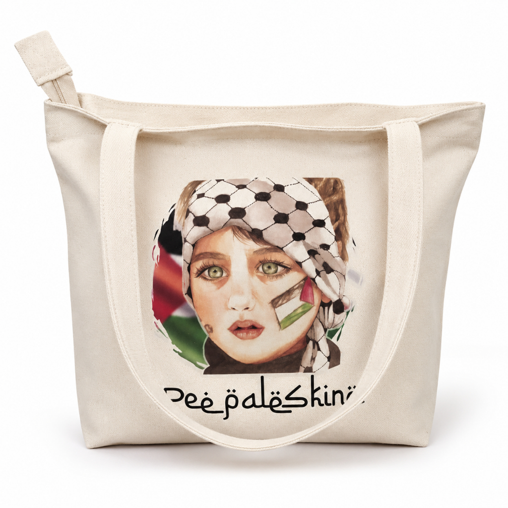 Palestine Zipper Tote Bag กระเป๋าสะพายสตรีฟรี Palestine