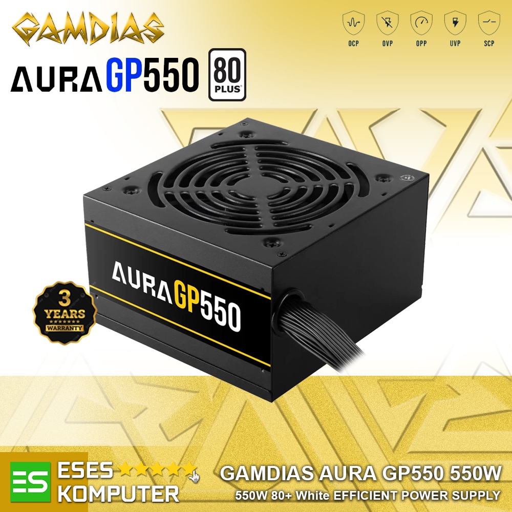PSU Gamdias AURA GP550 GP-550 550W 80+ สายสีดําแบนทั้งหมด Non Modular