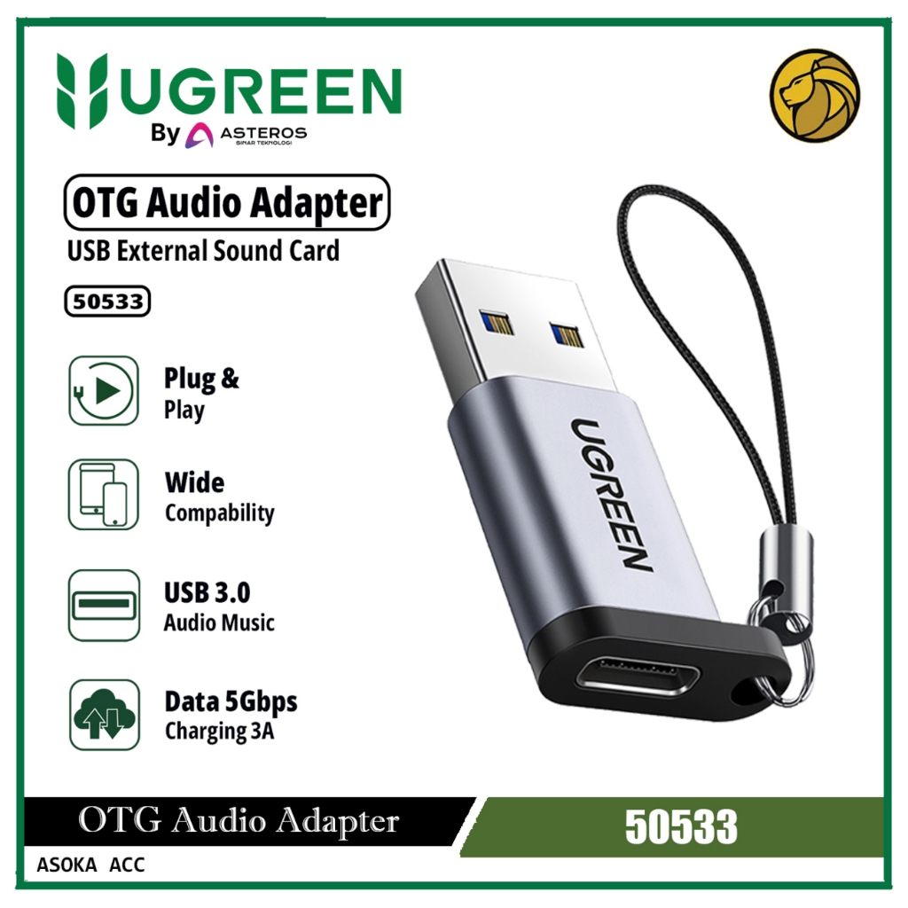 UGREEN อะแดปเตอร์ OTG USB Type C Female เป็น USB A 3.0 Male Max 5Gbps 50533