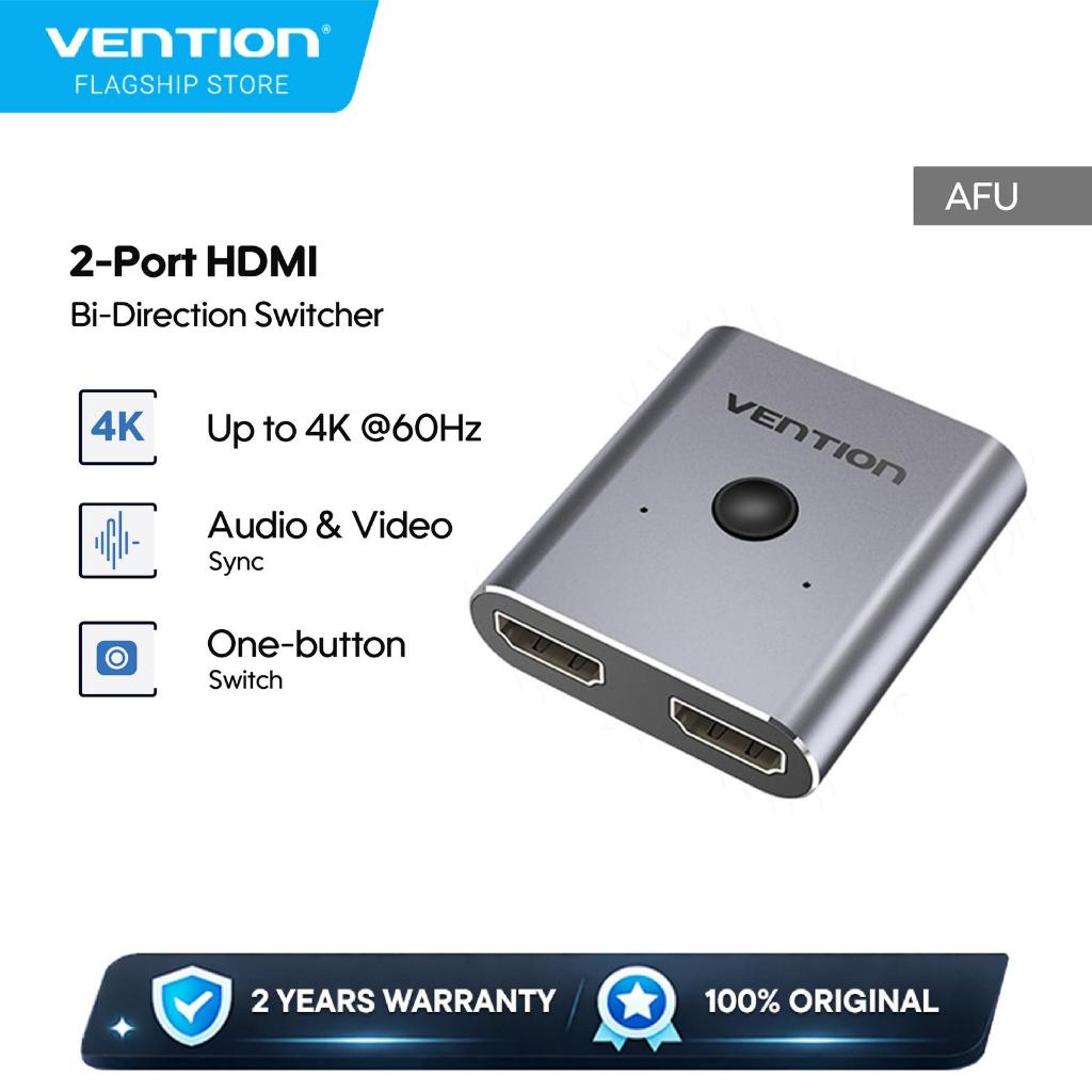 Vention HDMI Switcher Splitter 2 in 1 Out 1 in 2 Out Bi-Directional - AFU