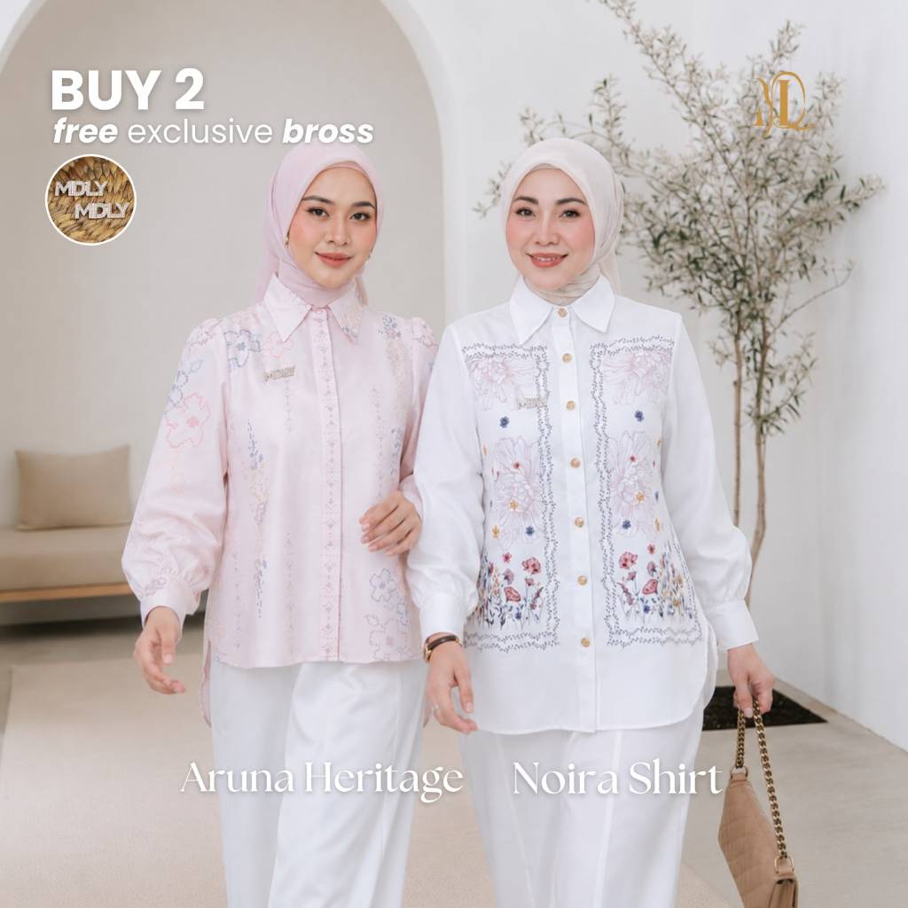 KEMEJA MDLY Noira Shirt & Aruna Heritage Shirt Womens Top Last Premium Material Work Shirt Casual Lo