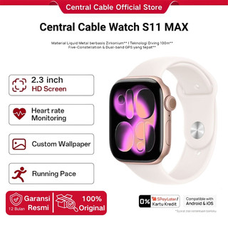 Central Cable Smartwatch Series S11 Max with 2.3" HD AMOLED GPS NFC Waterproof Bluetooth Call Jam Smartwatch Wanita Pria Monitor Detak Jantung Tekanan Darah wireless charging Dan Ganti Wallpapper Jam Tangan Wanita Jam Tangan Couple Jam Tangan Digital Wani