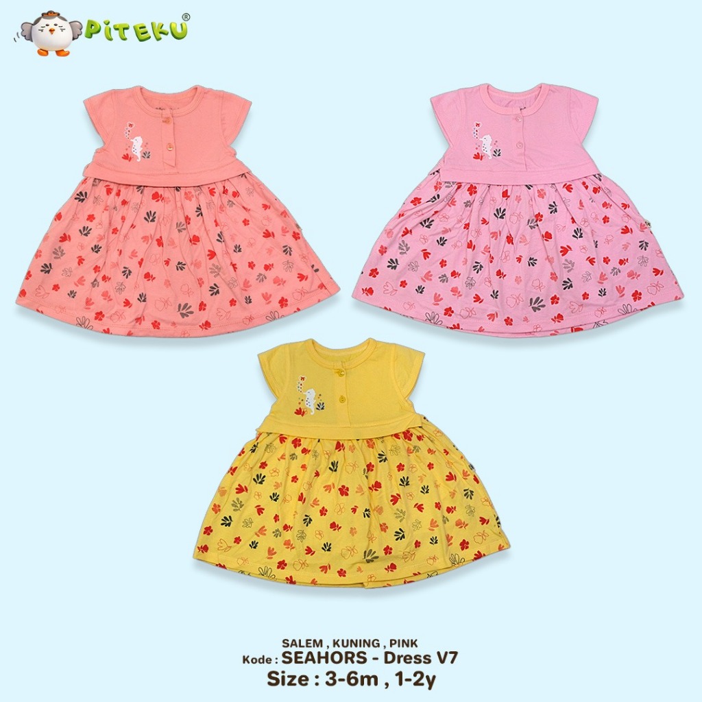 PITEKU - SEAHORS SERIES - GIRLS DRESS - BABY GIRLS DRESS (DRESS V7)