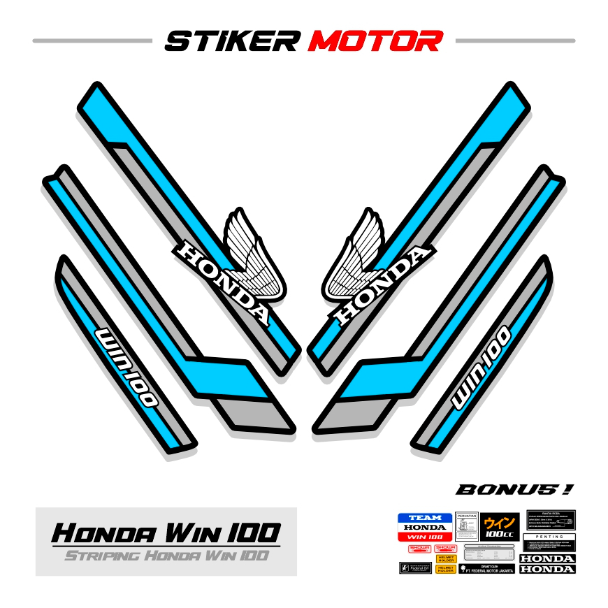 WIN38 Striping สติกเกอร์ Honda Win 100 สติกเกอร์ Variations สติกเกอร์ Striping Decal Scootlet Scotli