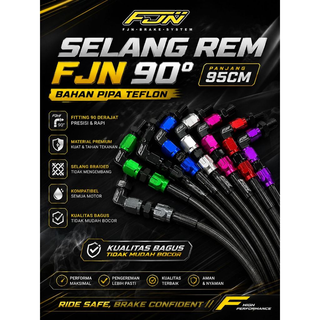 FJN VIETNAM / SCSIAM THAILAND BRAKE HOSE 90 องศา ยาว 95CM CARBON THAILAND UNIVERSAL ALL MOTORCYCLES