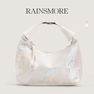 RAINSMORE Tas Bordir Wanita Gaya Vintage, Cocok untuk Musim Panas & Kerja, Tas Selempang dan Tangan Model Bucket yang Unik