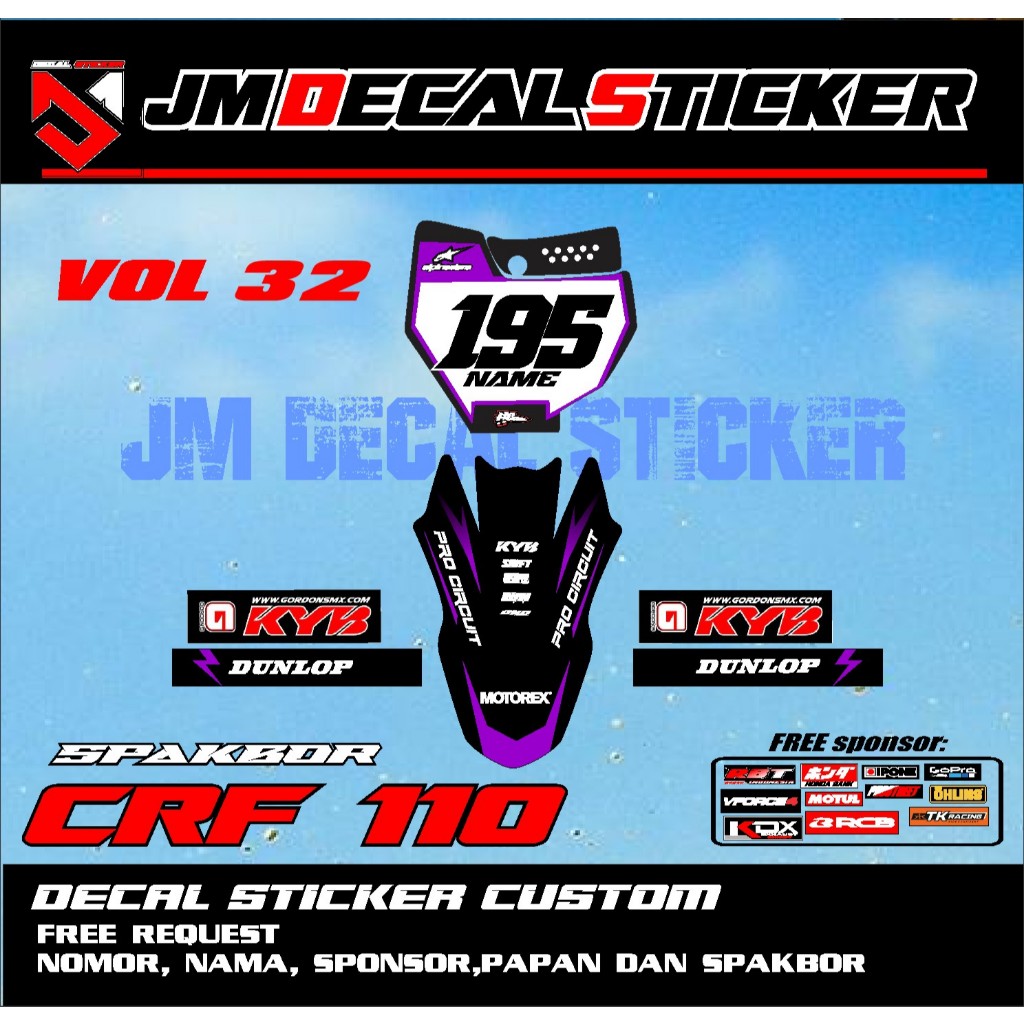 DECAL STICKER NUMBER PLATE KTM SPAKBOR CRF 110 ใหม่ล่าสุด MOST VIRAL STICKER JM vol 32